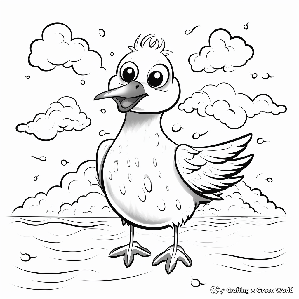 Seagull in Stormy Weather Coloring Pages 3