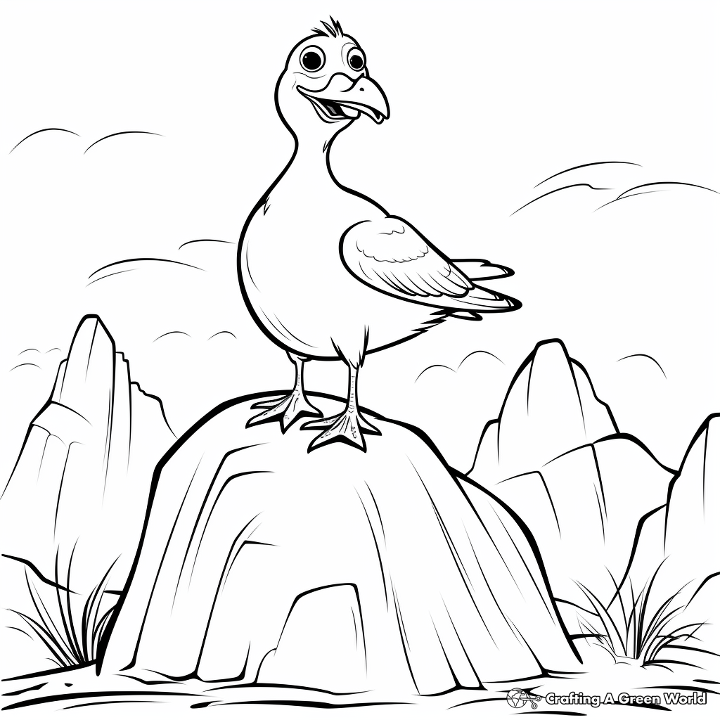 Seagull on a Cliff Coloring Pages 3