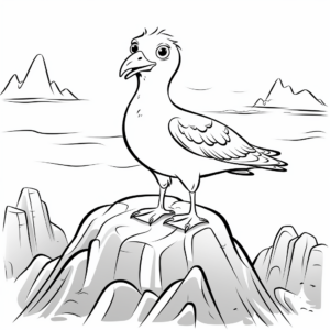 Seagull on a Cliff Coloring Pages 4