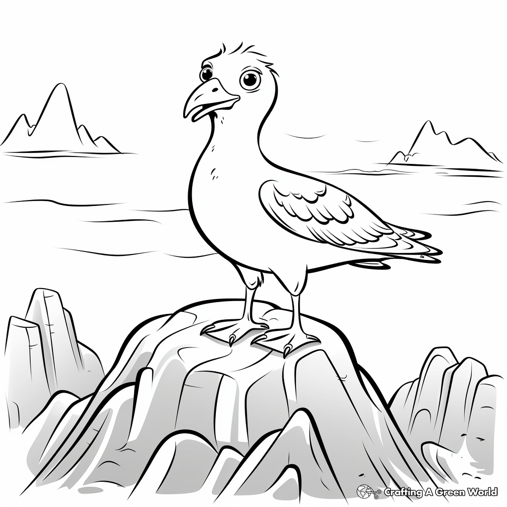 Seagull on a Cliff Coloring Pages 4