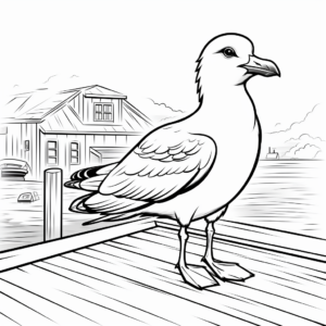 Seagull on a Dock Coloring Pages 3