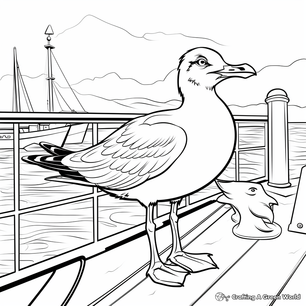 Seagull on a Dock Coloring Pages 4