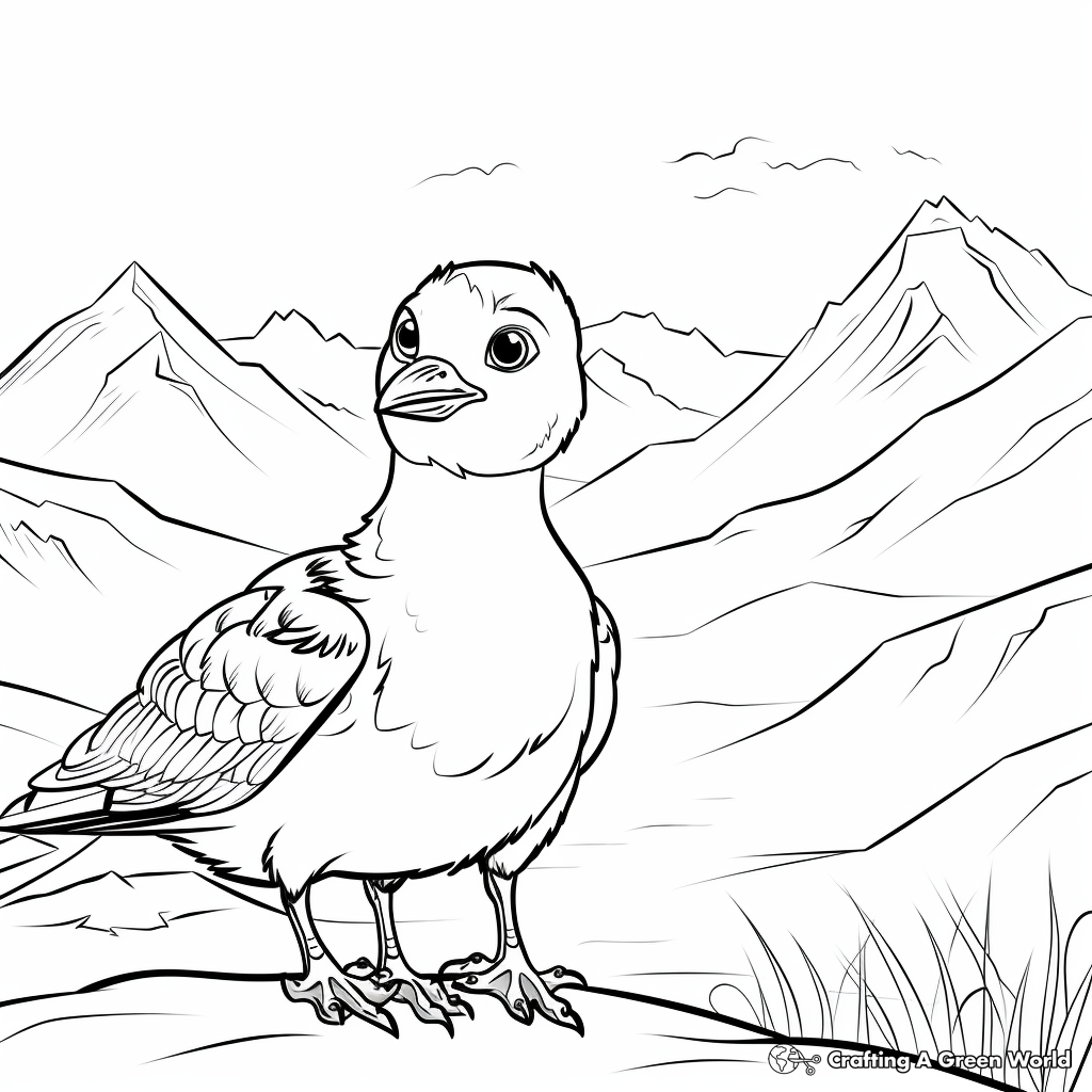 Seagull Over Mountains Coloring Pages 2