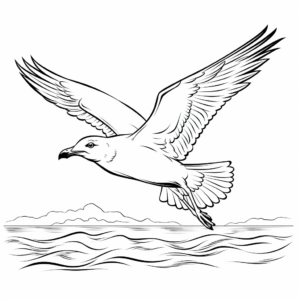Seagull Soaring Over the Ocean Coloring Pages 1