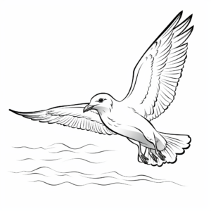 Seagull Soaring Over the Ocean Coloring Pages 2