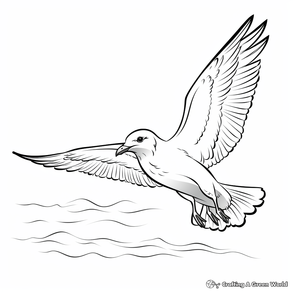 Seagull Soaring Over the Ocean Coloring Pages 2