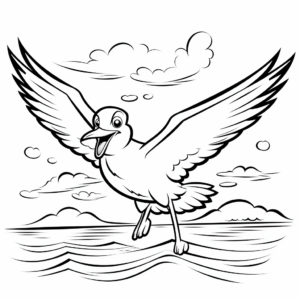 Seagull Soaring Over the Ocean Coloring Pages 3