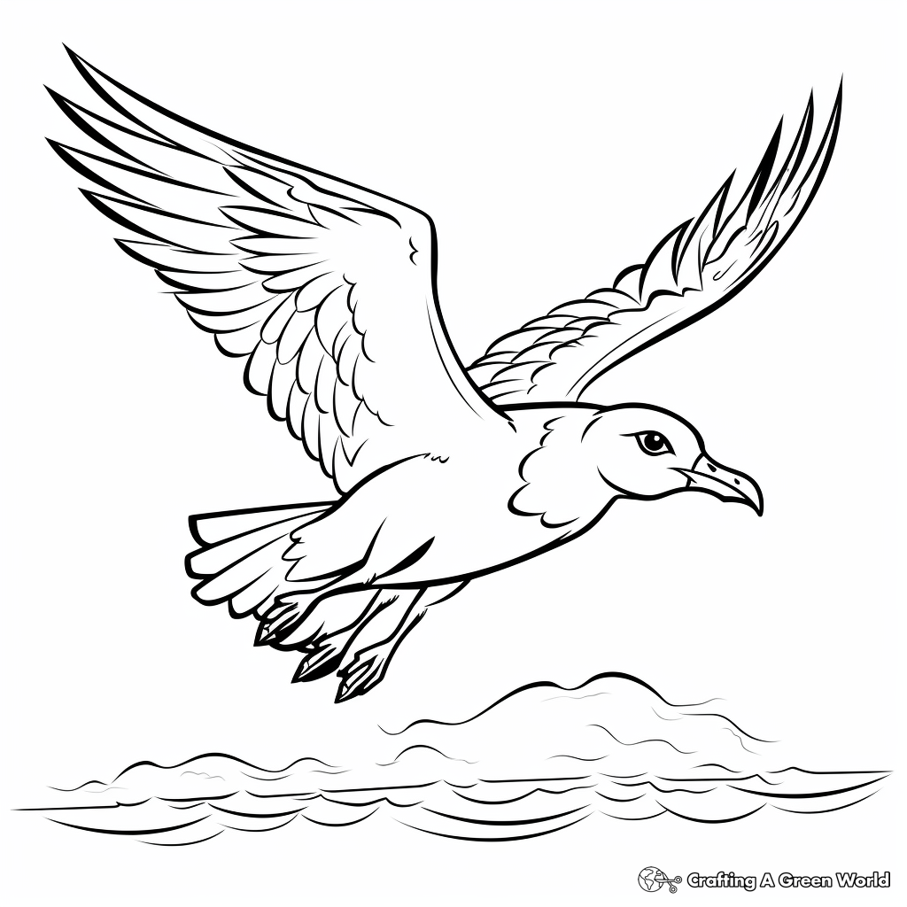 Seagull Soaring Over the Ocean Coloring Pages 4
