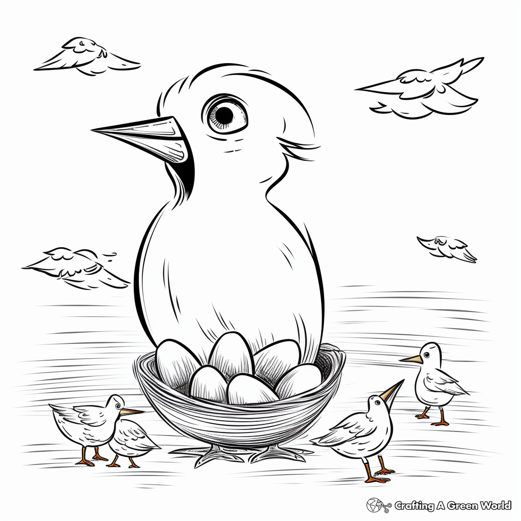 Seagulls Hatching from Eggs Coloring Pages 3