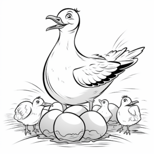 Seagulls Hatching from Eggs Coloring Pages 4