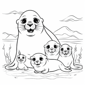 Seal Family Coloring Pages for Aquatic Animal Lovers 1