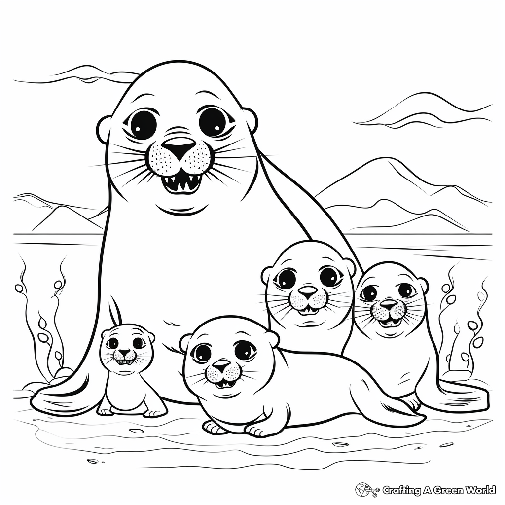 Seal Family Coloring Pages for Aquatic Animal Lovers 1