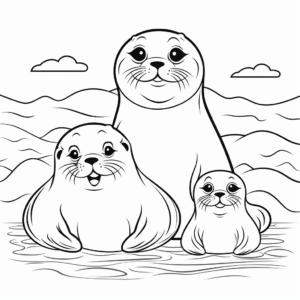 Seal Family Coloring Pages for Aquatic Animal Lovers 2