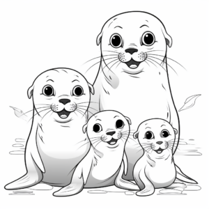 Seal Family Coloring Pages for Aquatic Animal Lovers 3