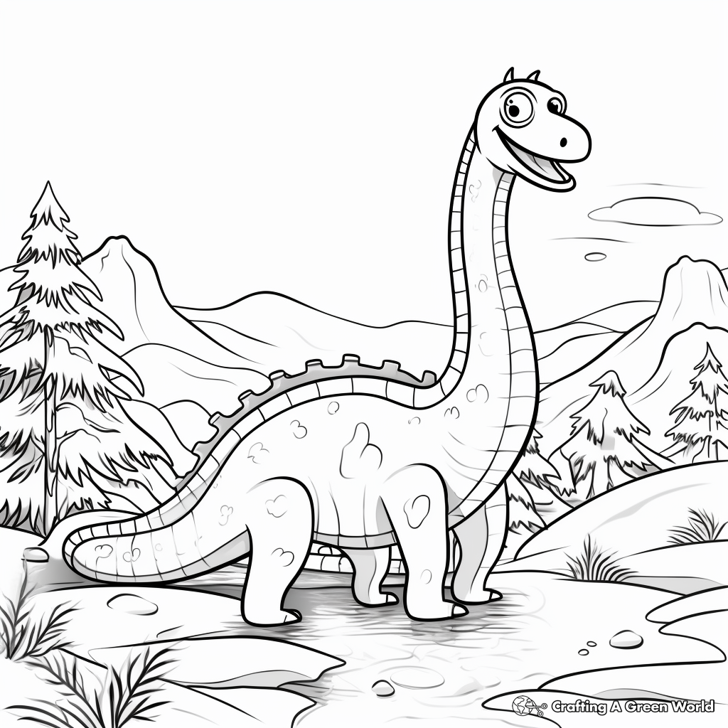 Seasonal Brontosaurus - Winter Theme Coloring Pages 4