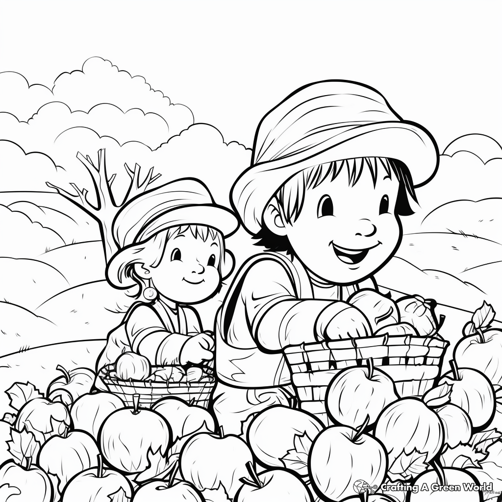 Seasonal Fall Apple Harvest Coloring Pages 1