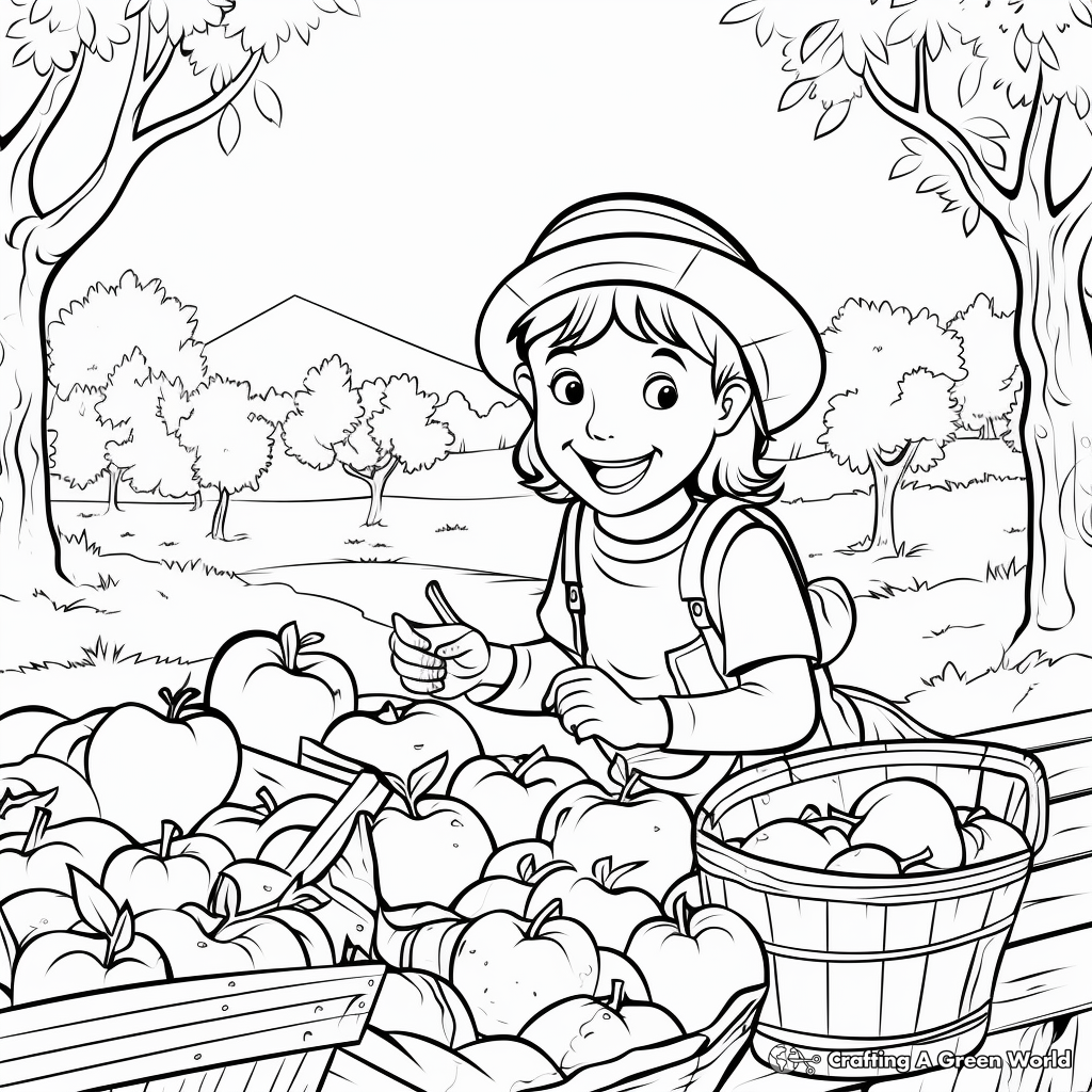 Seasonal Fall Apple Harvest Coloring Pages 3