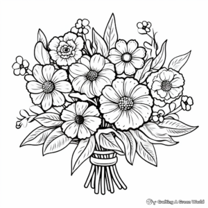 Seasonal Flower Bouquet Coloring Pages: Winter, Spring, Summer, Fall 1