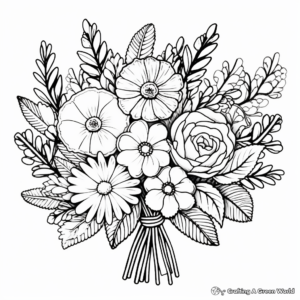 Seasonal Flower Bouquet Coloring Pages: Winter, Spring, Summer, Fall 2