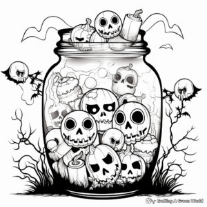 Seasonal Halloween Candy Jar Coloring Pages 1