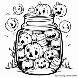 Seasonal Halloween Candy Jar Coloring Pages 2