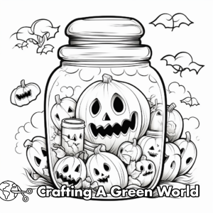 Seasonal Halloween Candy Jar Coloring Pages 3