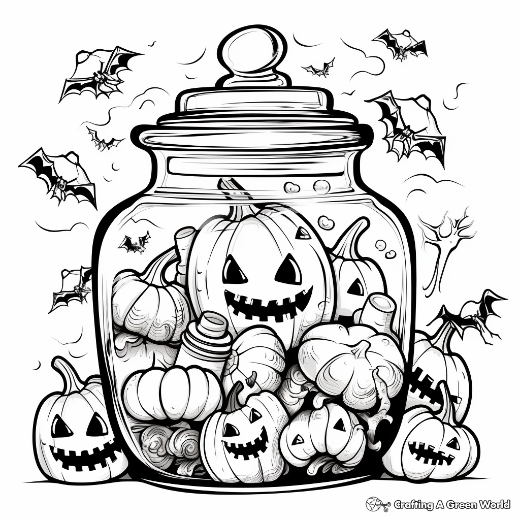 Seasonal Halloween Candy Jar Coloring Pages 4