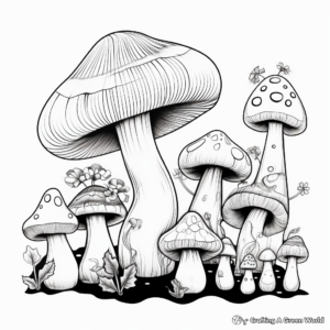 Seasonal Mushroom Collection Coloring Pages 3