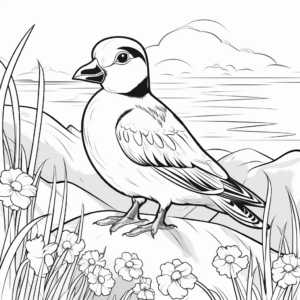 Seasonal Puffin Coloring Pages – Summer and Winter Scenes 3