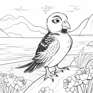 Seasonal Puffin Coloring Pages – Summer and Winter Scenes 4