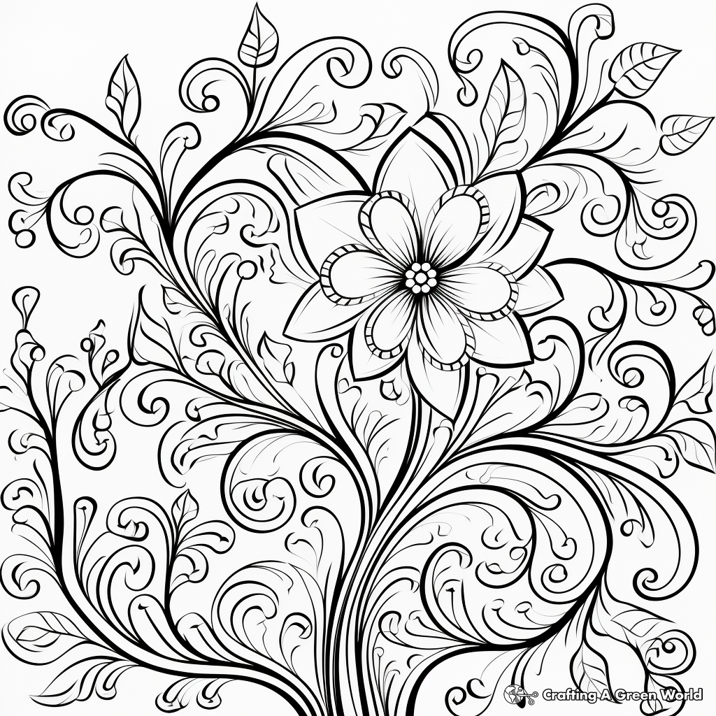 Seasonal Swirl Coloring Pages: Winter, Spring, Summer, Fall 3
