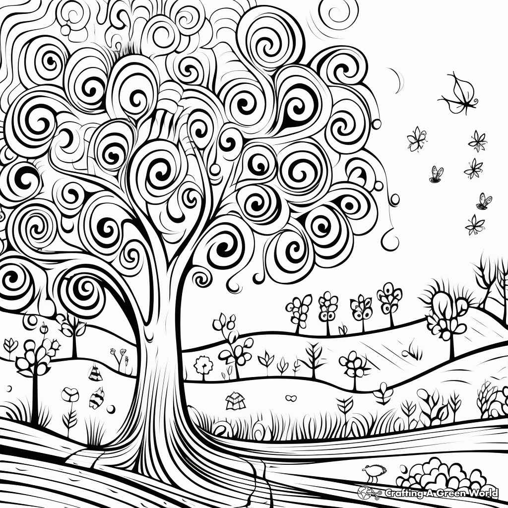 Seasonal Swirl Coloring Pages: Winter, Spring, Summer, Fall 4