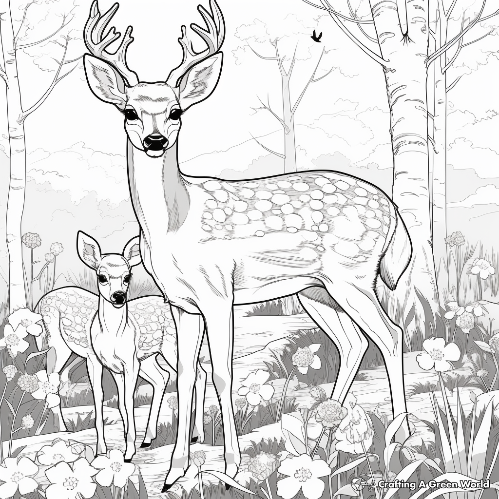 Seasons with the White Tailed Deer: A Year in Life Coloring Pages 1