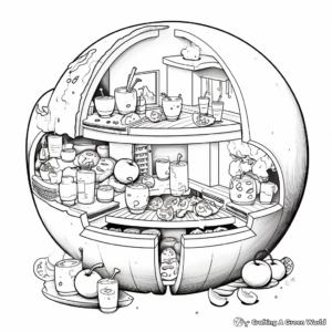 Sectioned Spherical Pizza Coloring Pages 2
