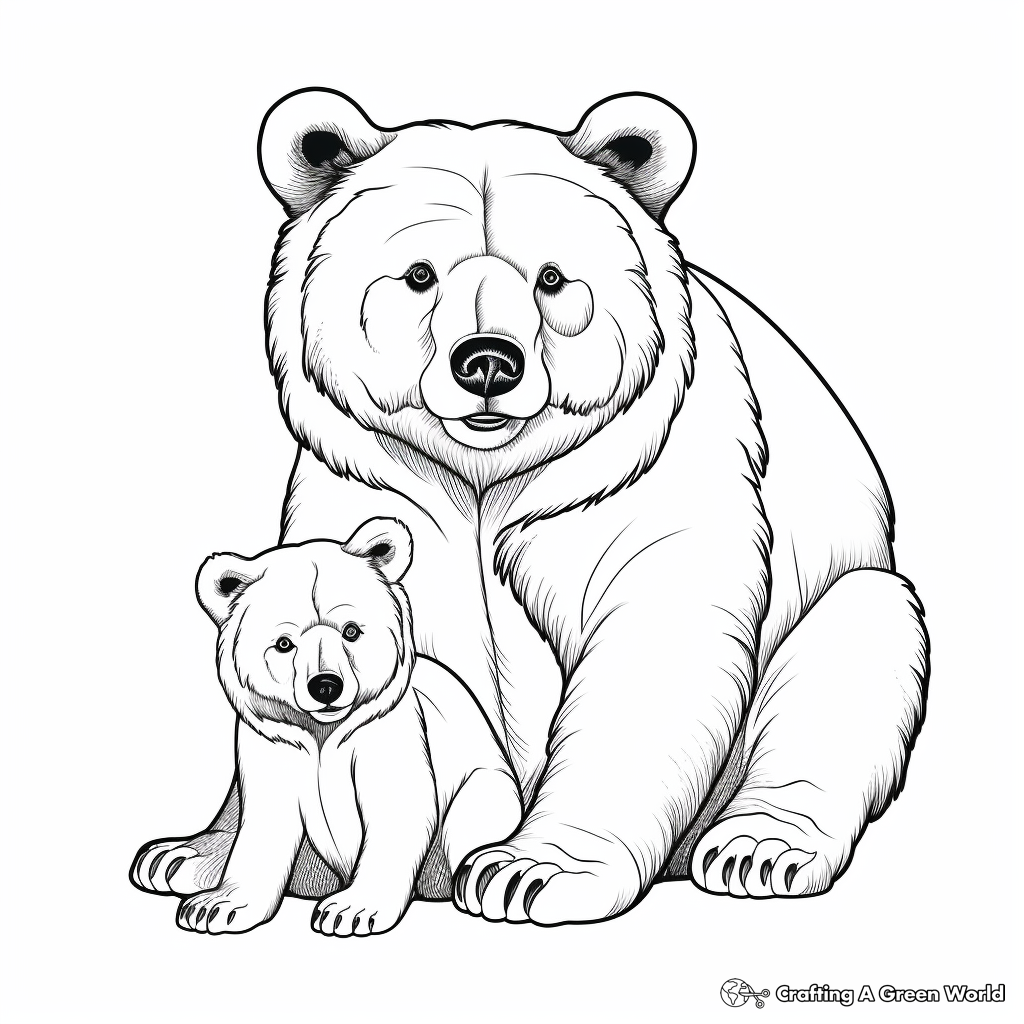 Sentimental Mama Bear and Cub Bonding Coloring Pages 1