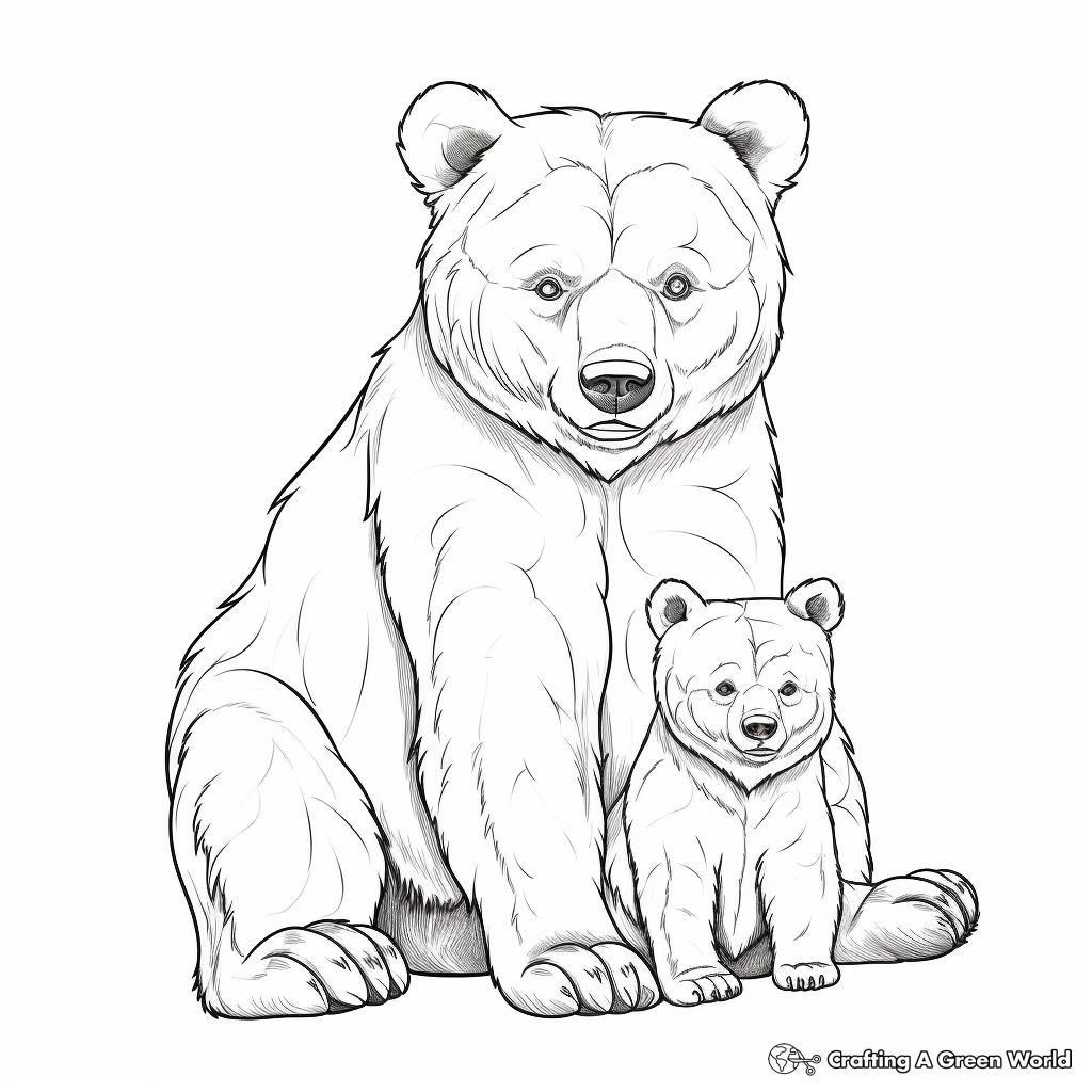 Sentimental Mama Bear and Cub Bonding Coloring Pages 2