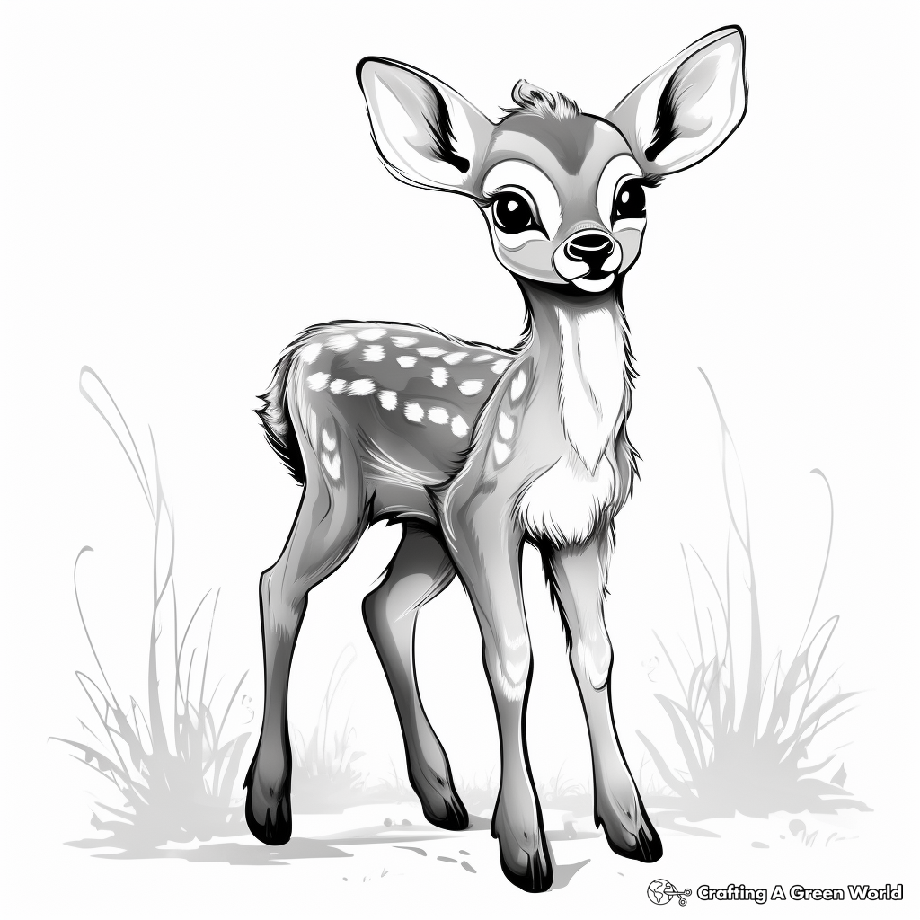 Serene Baby Deer Coloring Pages 2
