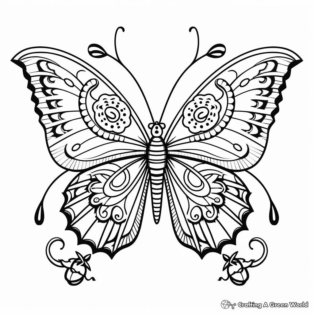 Serene Blue Morpho Butterfly Mandala Coloring Pages 1
