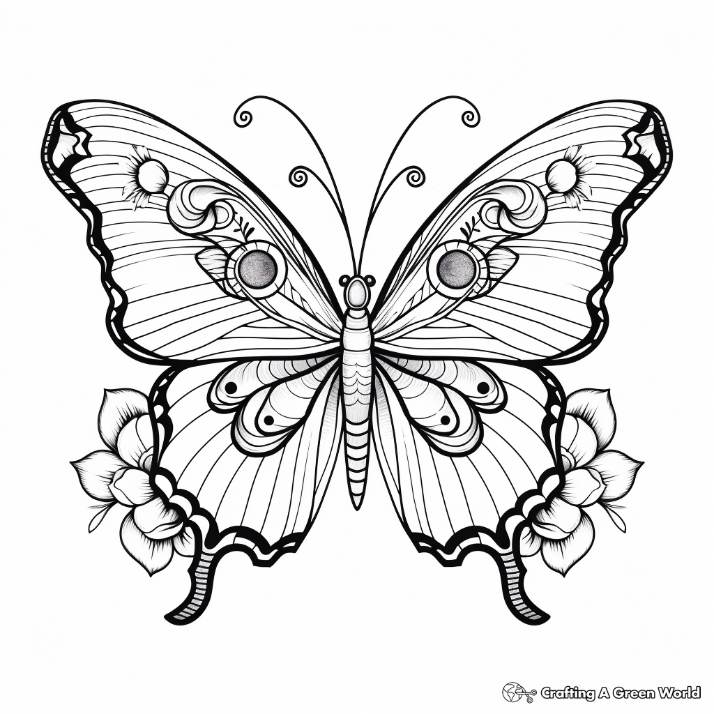 Serene Blue Morpho Butterfly Mandala Coloring Pages 4