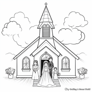 Serene Church Wedding Coloring Pages 1