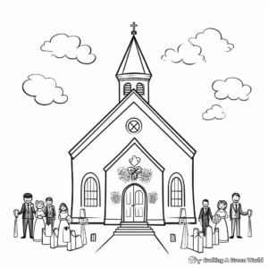 Serene Church Wedding Coloring Pages 2