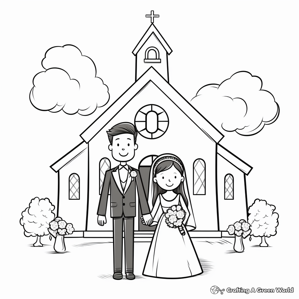 Serene Church Wedding Coloring Pages 3