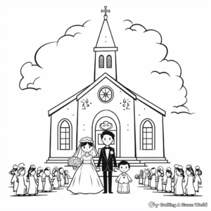 Serene Church Wedding Coloring Pages 4