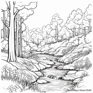 Serene Forest Scenery Coloring Pages 2