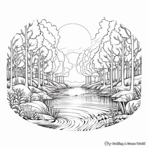Serene Forest Scenery Coloring Pages 4