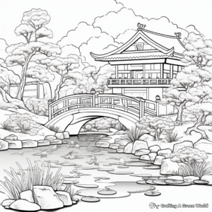Serene Japanese Garden Coloring Pages 3