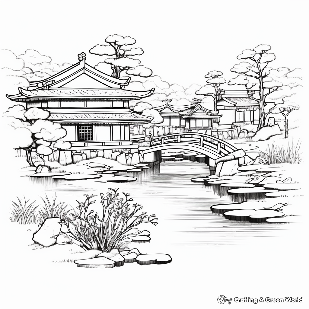 Serene Japanese Garden Coloring Pages 4