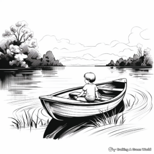 Serene Lakeside Rowboat Coloring Pages 3