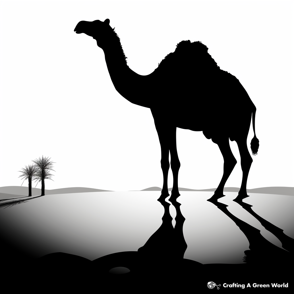 Shadow Art: Camel Silhouette in the Desert Coloring Pages 1