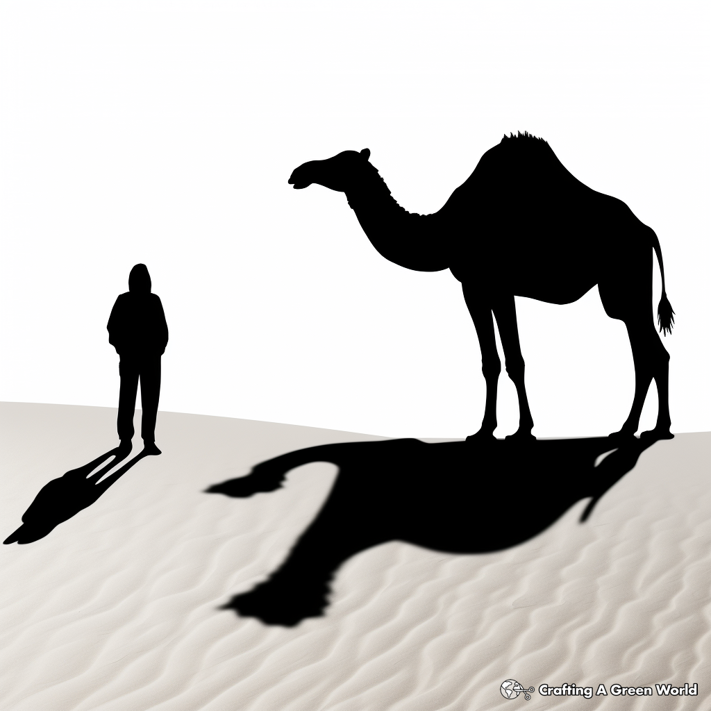 Shadow Art: Camel Silhouette in the Desert Coloring Pages 2